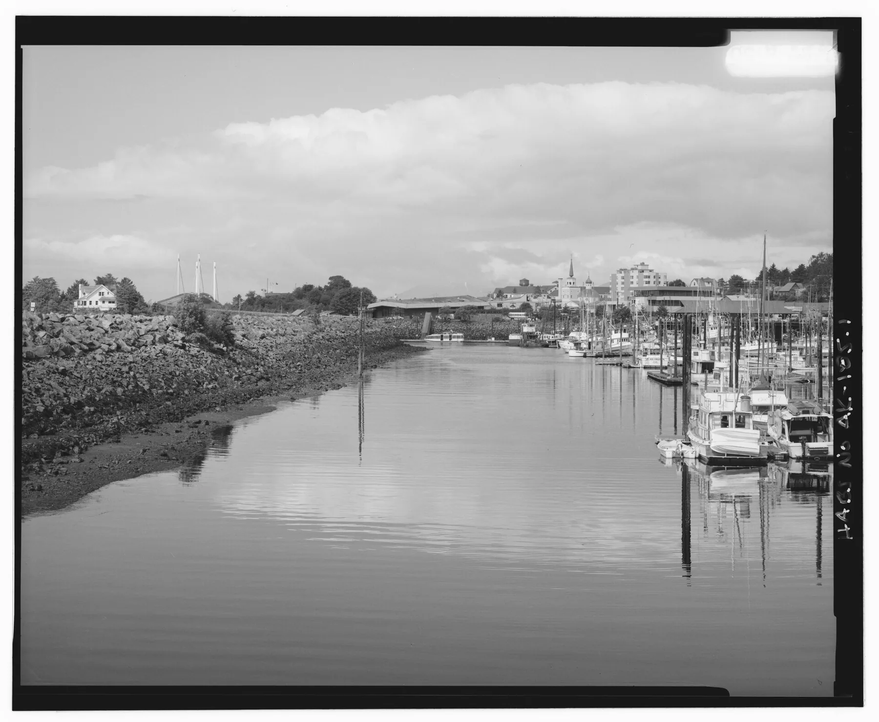 CRESCENT HARBOR, LOOKING WEST, BREAKWATER ON LEFT - City of Sitka, Sitka, Sitka Borough, AK HABS AK,17-SITKA,10-1.tif